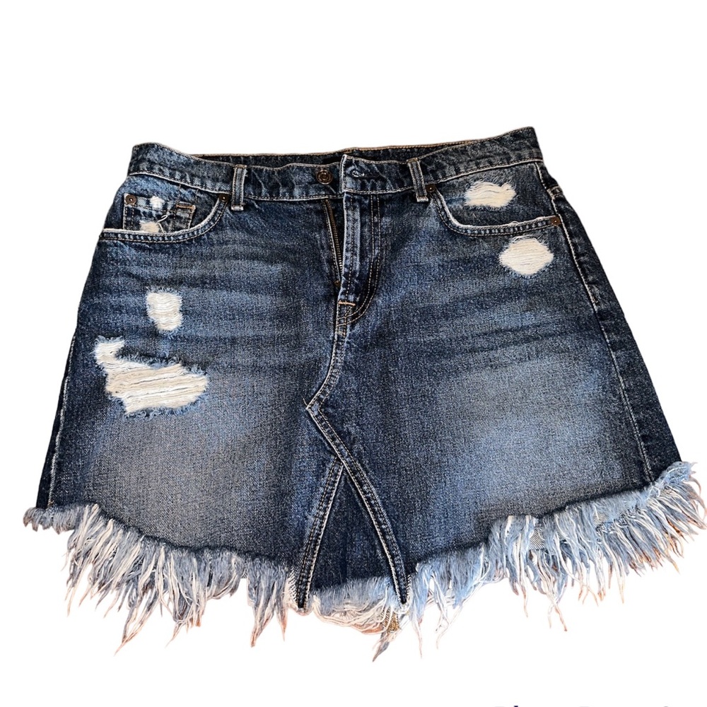 7 for all mean kind frayed skirt